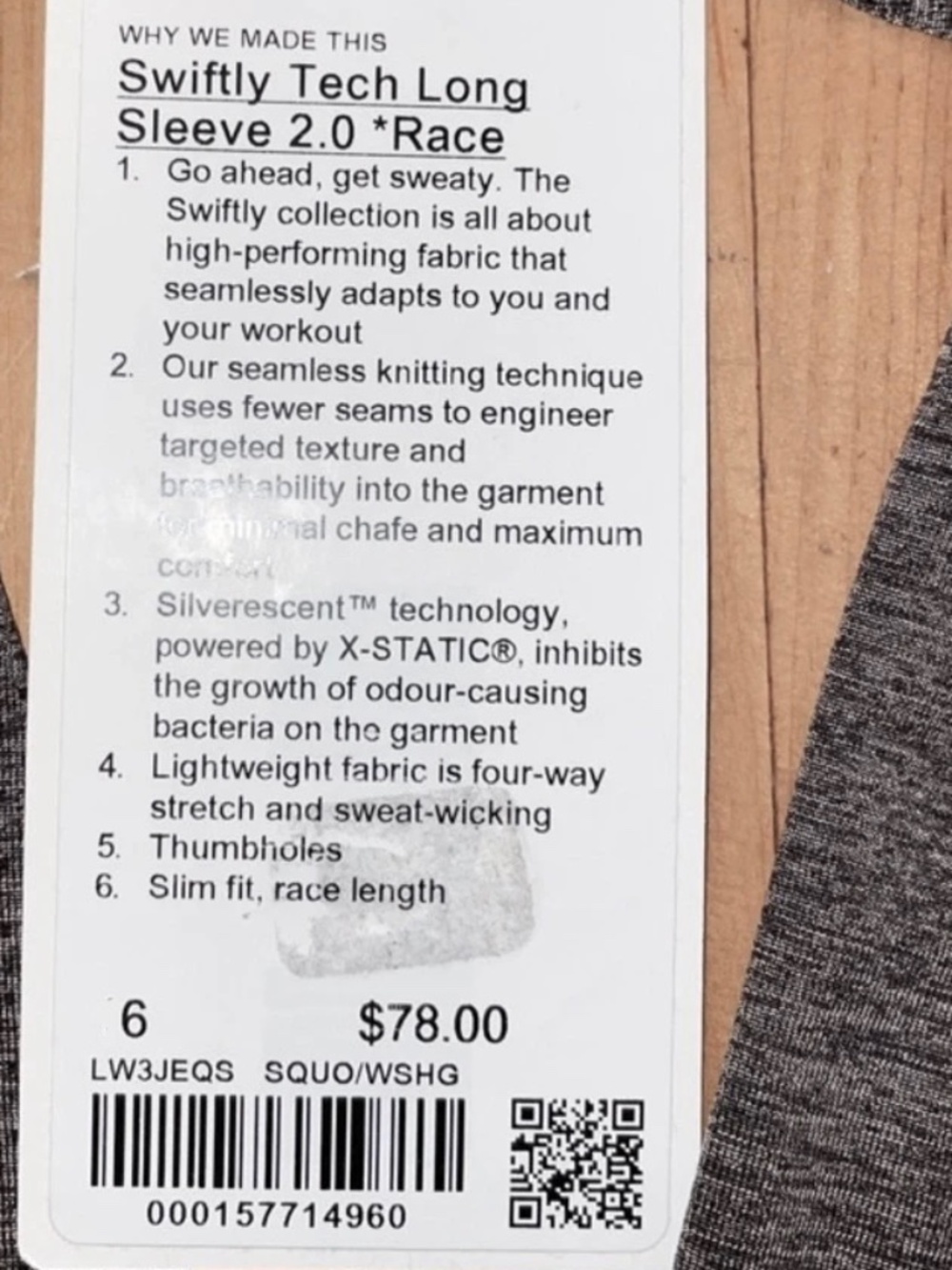 Lululemon Swiftly Tech Long-Sleeve Shirt 2.0 *Waist Length - Sequoia/Warm Ash 6 - Picture 10 of 12